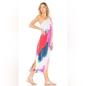 Mara Hoffman Clara One-Shoulder Watercolor-Print Coverup Maxi Dress